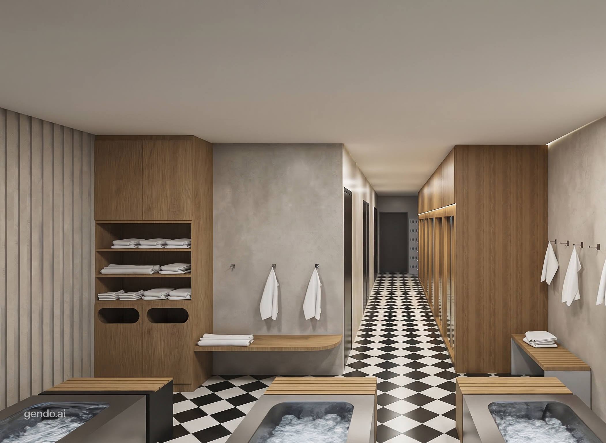 Recovery render showing sauna, ice bath, and wellness-inspired details at Ground